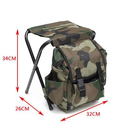 Camouflage Foldable Backpack with Built-in Chair – Multi-Functional Outdoor Camping Stool Bag - Image 3