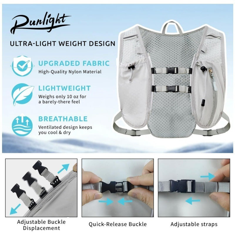Grey Lightweight Hydration Backpack with 1.5L Water Bladder Compact Cycling Running Pack for Hiking and Outdoor Sports Ideal for Australian Adventures - Image 3