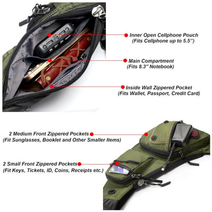 Green Tactical Style Sling Bag Crossbody Chest Pack Lightweight Daypack for Travel Hiking and Cycling Fits 8.3 Inch Notebook Ideal for Australian Outdoors - Image 3