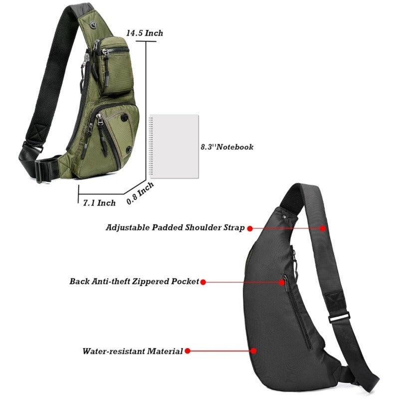 Green Tactical Style Sling Bag Crossbody Chest Pack Lightweight Daypack for Travel Hiking and Cycling Fits 8.3 Inch Notebook Ideal for Australian Outdoors - Image 4