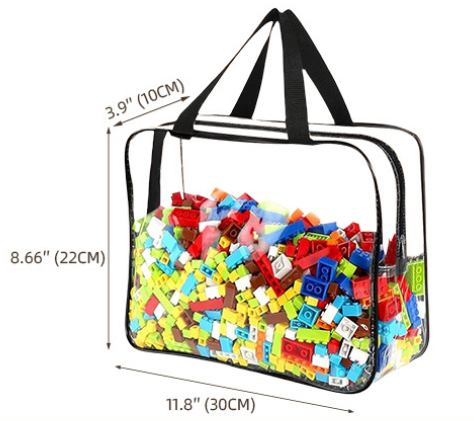 6 Pack Clear PVC Toy Storage Bags Waterproof Zippered Organizer for Puzzles and Blocks Multi Purpose Travel Toiletry Tote Ideal for Australian Families - Image 2