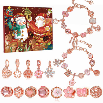 Christmas Advent Calendar DIY Charm Bracelet Kit Rose Gold Jewellery Making Blind Box Gift Set for Girls and Teens - Image 2