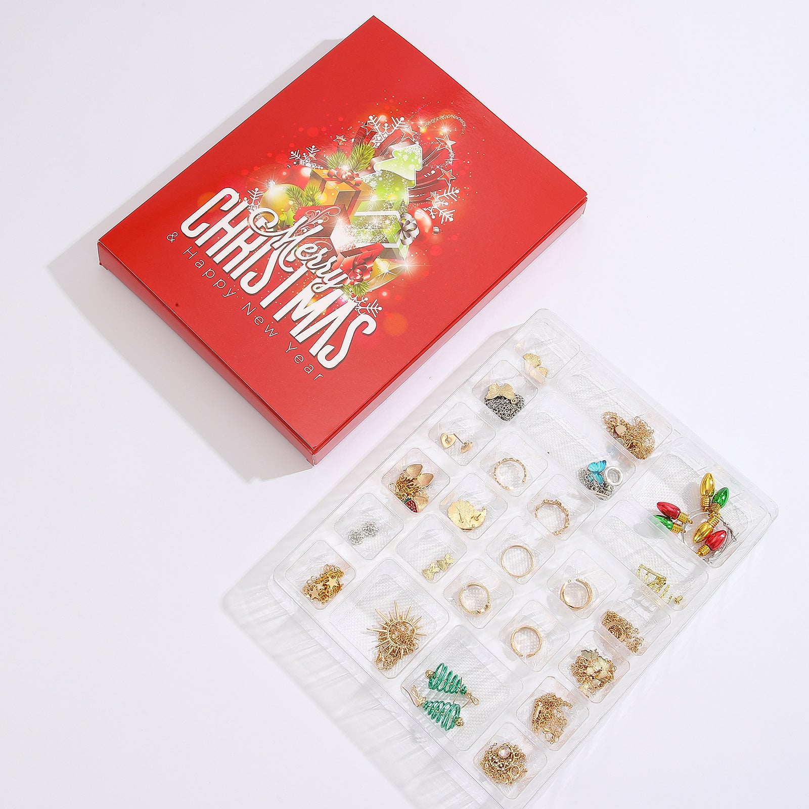 Santa Claus Edition Christmas Jewellery Advent Calendar 24 Day Countdown Blind Box Set Includes Earrings Rings Necklaces and Bracelets Festive Gift for Her - Image 2