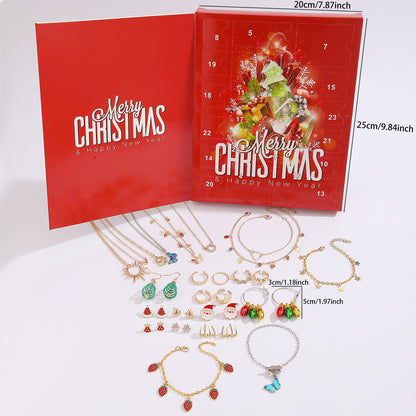 Santa Claus Edition Christmas Jewellery Advent Calendar 24 Day Countdown Blind Box Set Includes Earrings Rings Necklaces and Bracelets Festive Gift for Her - Image 3