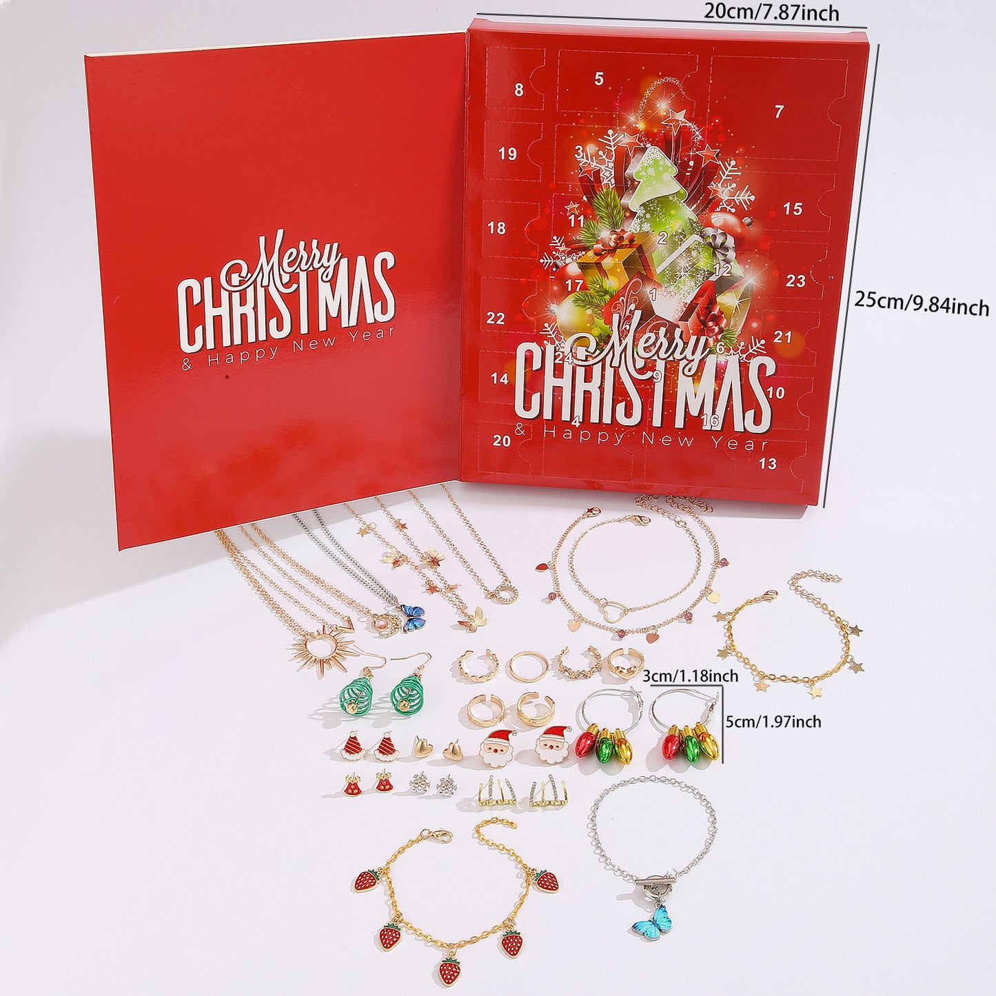 Christmas Jewellery Advent Calendar 24 Day Countdown Blind Box Set Includes Earrings Rings Necklaces and Bracelets Festive Gift for Her - Image 2