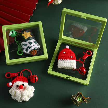 Handmade Christmas Crochet Keychain Knitted Yarn Keyring with Floating Display Case Festive Bag Charm Ideal for Kris Kringle and Stocking Stuffers - Image 2