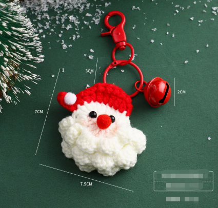 Handmade Christmas Crochet Keychain Knitted Yarn Keyring with Floating Display Case Festive Bag Charm Ideal for Kris Kringle and Stocking Stuffers - Image 3