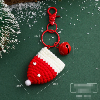 Handmade Christmas Crochet Keychain Knitted Yarn Keyring with Floating Display Case Festive Bag Charm Ideal for Kris Kringle and Stocking Stuffers - Image 4