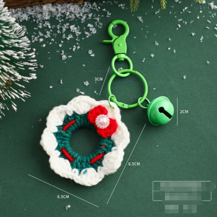 Handmade Christmas Crochet Keychain Knitted Yarn Keyring with Floating Display Case Festive Bag Charm Ideal for Kris Kringle and Stocking Stuffers - Image 6