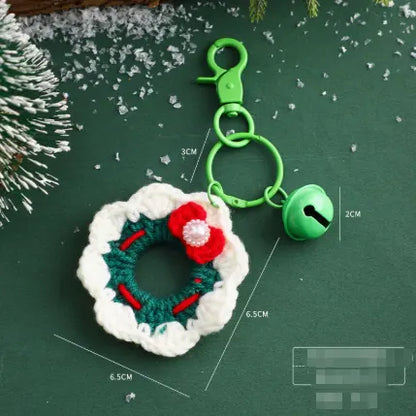 Handmade Christmas Crochet Keychain Knitted Yarn Keyring with Floating Display Case Festive Bag Charm Ideal for Kris Kringle and Stocking Stuffers - Image 6