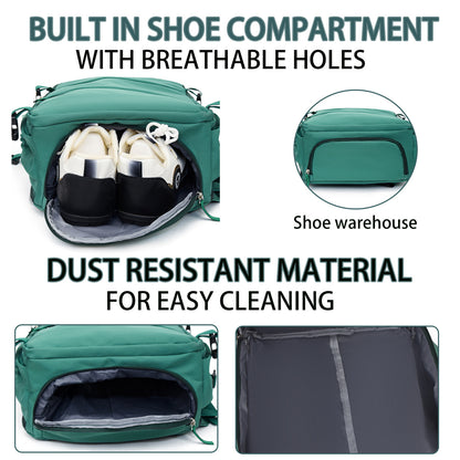 Green 25L Travel Laptop Backpack with Shoe Compartment 180 Degree Opening Carry On Rucksack Fits 14 Inch Laptop Ideal for Business and Weekends - Image 3