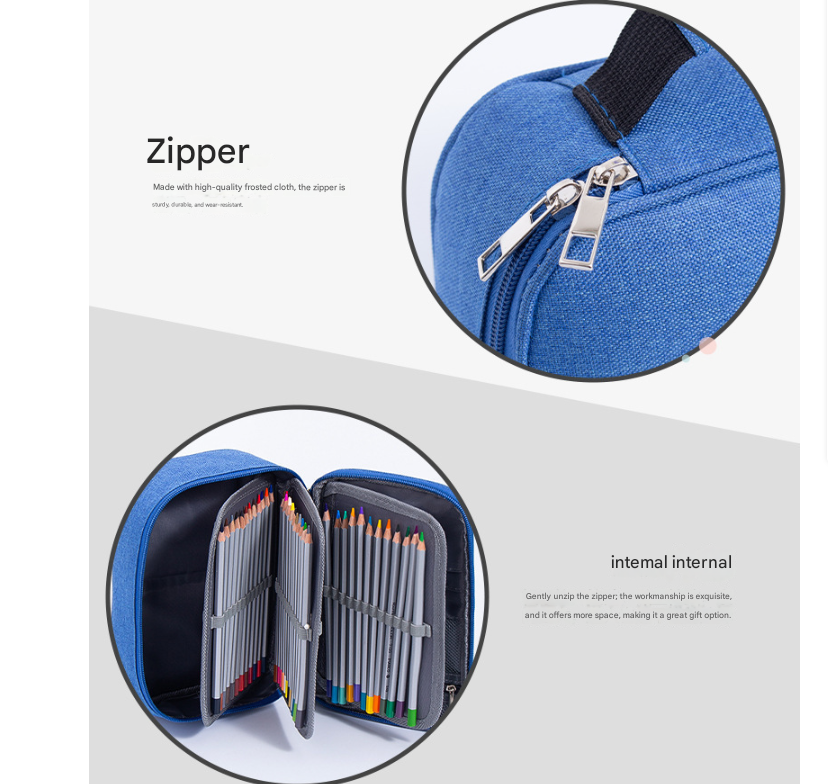 Purple Large Capacity 72-Slot Pencil Case - Multi-functional Oxford Cloth Storage for Students, Artists & Stationery (23x7x16 cm, 228g) - Image 3