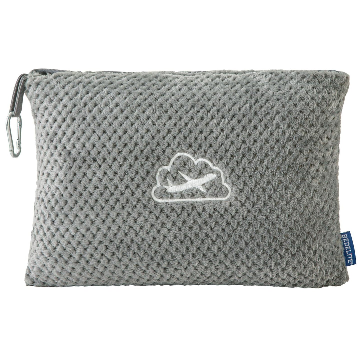 Grey 2-in-1 Premium Travel Blanket and Pillow Soft Fleece Airplane Throw 165cm x 100cm Foldable Cushion with Luggage Clip Ideal for Flights and Road Trips