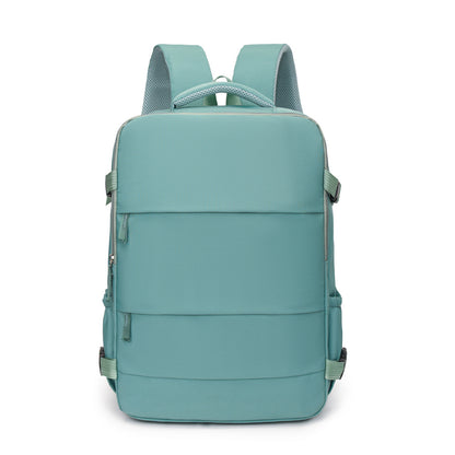 Light Green 25L Travel Laptop Backpack with Shoe Compartment 180 Degree Opening Carry On Rucksack Fits 14 Inch Laptop Ideal for Business and Weekends