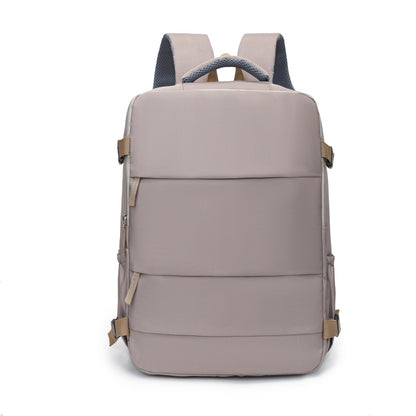 Grey 25L Travel Laptop Backpack with Shoe Compartment 180 Degree Opening Carry On Rucksack Fits 14 Inch Laptop Ideal for Business and Weekends