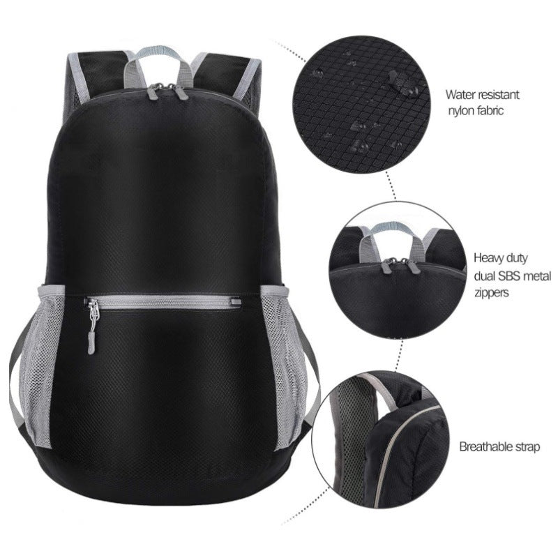 Red Ultra Lightweight Foldable Backpack Packable Daypack Compact Travel Rucksack with Mesh Pockets Ideal for Outdoor Adventures - Image 2