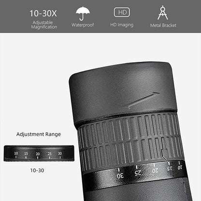 10-30X50 High Power Zoom Monocular Telescope Set with Smartphone Holder and Tripod Waterproof HD Spotting Scope for Bird Watching Camping and Concerts - Image 2
