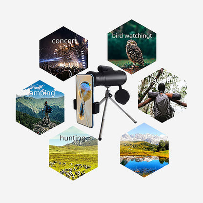 10-30X50 High Power Zoom Monocular Telescope Set with Smartphone Holder and Tripod Waterproof HD Spotting Scope for Bird Watching Camping and Concerts - Image 5