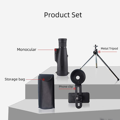 10-30X50 High Power Zoom Monocular Telescope Set with Smartphone Holder and Tripod Waterproof HD Spotting Scope for Bird Watching Camping and Concerts - Image 8