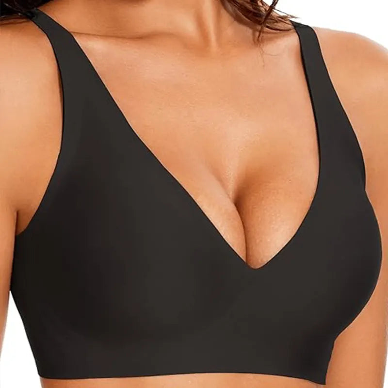 XL Black Women Seamless Wire-Free Bra Comfortable Full Coverage Bralette Invisible Wireless Lingerie for Everyday and Sleep