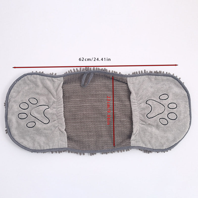 Purple Super Absorbent Pet Drying Towel with Hand Pockets Soft Chenille Microfiber Dog Bath Towel Quick Dry for Cats and Dogs after Grooming or Beach - Image 2