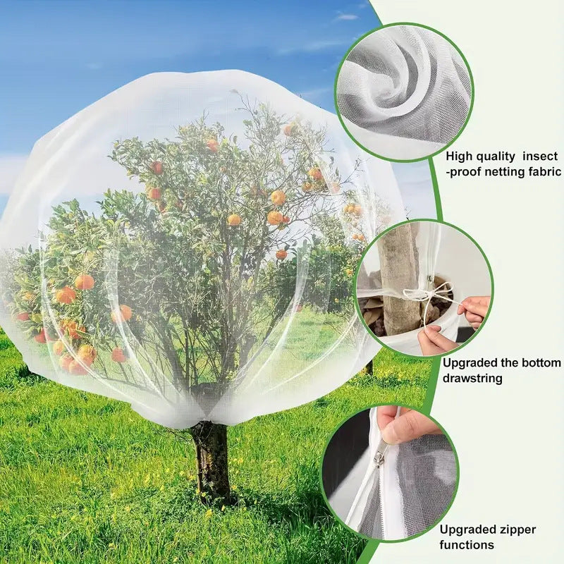 2m x 2.4m Garden Plant Protection Net Cover with Zipper and Drawstring Fruit Tree Mesh Barrier Bag against Birds Insects Frost and Sun - Image 2