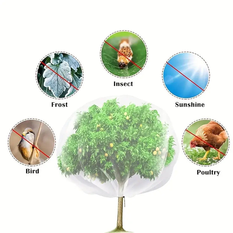 2m x 2.4m Garden Plant Protection Net Cover with Zipper and Drawstring Fruit Tree Mesh Barrier Bag against Birds Insects Frost and Sun - Image 3
