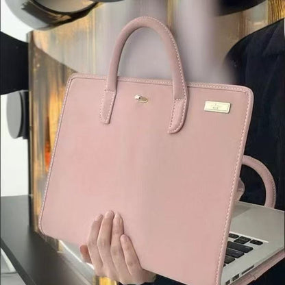 14 Inch Laptop Carry Case with Handles PU Leather Protective Sleeve Cover for Women Office and Study Work-in-Case Design - Image 3