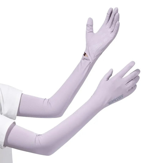 Purple Cooling UV Protection Arm Sleeves Long Sun Block Gloves Breathable Stretchy Hand Cover for Cycling Driving and Outdoor Sports Australia