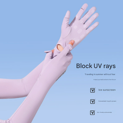 Pink Cooling UV Protection Arm Sleeves Long Sun Block Gloves Breathable Stretchy Hand Cover for Cycling Driving and Outdoor Sports Australia - Image 3