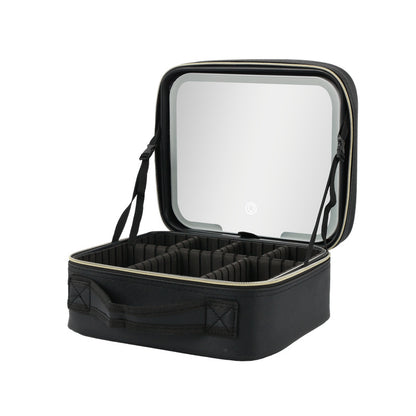 Portable Makeup Case with LED Light Mirror Travel Cosmetic Bag Organiser Adjustable Dividers Large Capacity Vanity Box for Women - Image 3