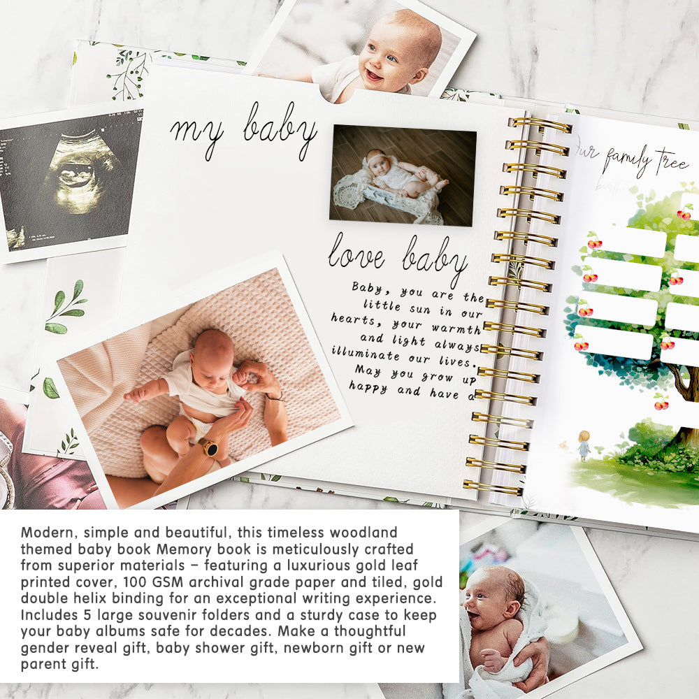 Bunny Printed Baby Memory Book with Gift Box Hardcover Milestone Journal Your First Years Story Cute Bunny Theme for Boys Girls Pregnancy to Toddler Keepsake - Image 3