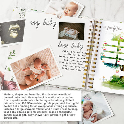Bunny Printed Baby Memory Book with Gift Box Hardcover Milestone Journal Your First Years Story Cute Bunny Theme for Boys Girls Pregnancy to Toddler Keepsake - Image 3