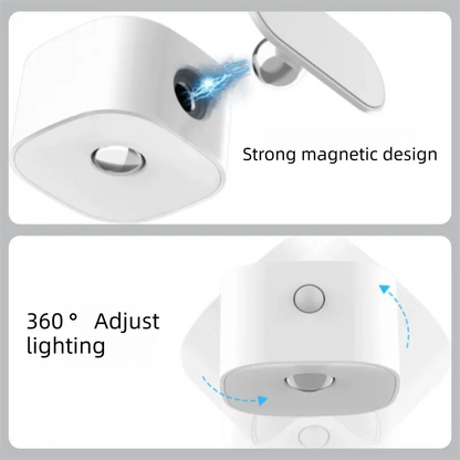 White Rechargeable Motion Sensor Wall Light Dual Light Source Magnetic LED Night Lamp with 3 Brightness Levels and Type-C Charging for Hallway and Bedroom - Image 3