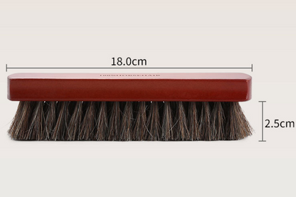 2 Pack Brown 18*5cm Premium Horsehair Shoe Brush Set Solid Wood Handle Soft Bristles Leather Care Kit for Polishing Boots Bags and Car Seats - Image 2