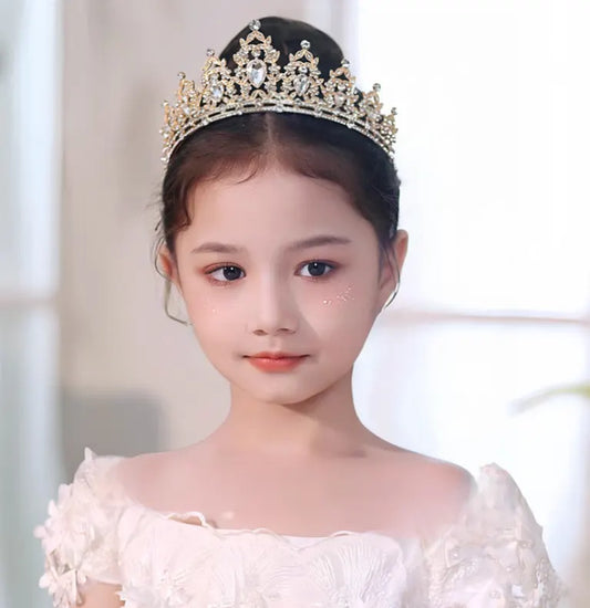 Silver-white Girls Princess Tiara Crown Crystal Rhinestone Headpiece 14cm Diameter for Birthday Party Dance Performance and Flower Girls Elegant Hair Accessory - Image 2
