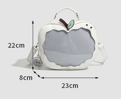 Red Cute Apple Shaped Ita Bag Convertible Backpack Crossbody Purse with Mesh Pin Display Window for Teen Girls and Daily Use - Image 2