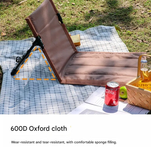 Army Green Portable Outdoor Ground Chair with Back Support Folding Beach Mat Seat Lightweight Aluminium Frame for Camping Festivals and Picnics - Image 5