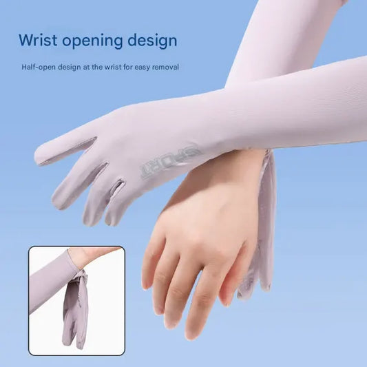 White Cooling UV Protection Arm Sleeves Long Sun Block Gloves Breathable Stretchy Hand Cover for Cycling Driving and Outdoor Sports Australia - Image 4