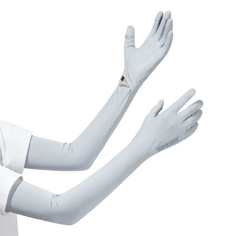Grey Cooling UV Protection Arm Sleeves Long Sun Block Gloves Breathable Stretchy Hand Cover for Cycling Driving and Outdoor Sports Australia