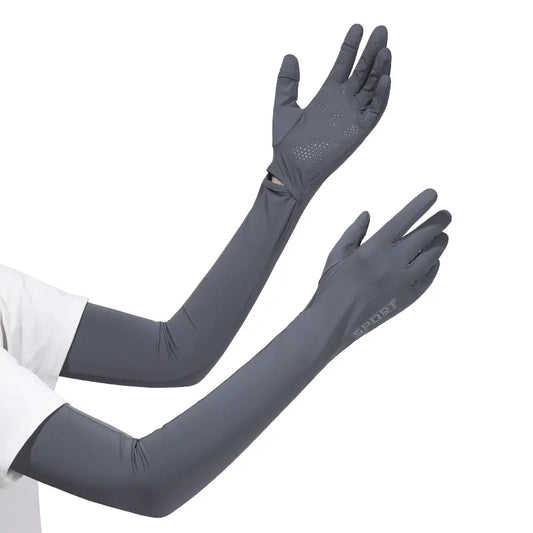 Dark Grey Cooling UV Protection Arm Sleeves Long Sun Block Gloves Breathable Stretchy Hand Cover for Cycling Driving and Outdoor Sports Australia