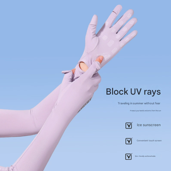 Dark Grey Cooling UV Protection Arm Sleeves Long Sun Block Gloves Breathable Stretchy Hand Cover for Cycling Driving and Outdoor Sports Australia - Image 3