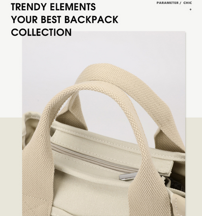 Beige Small Canvas Tote Bag Crossbody Lunch Handbag with Adjustable Strap Fits 9.7 Inch Tablet for Women Daily Work and Travel - Image 3