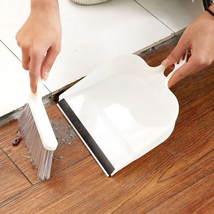 Beige Mini Dustpan and Brush Set Handheld Sweeping Broom with Rubber Lip for Desktop Kitchen Car and Camping Cleaning