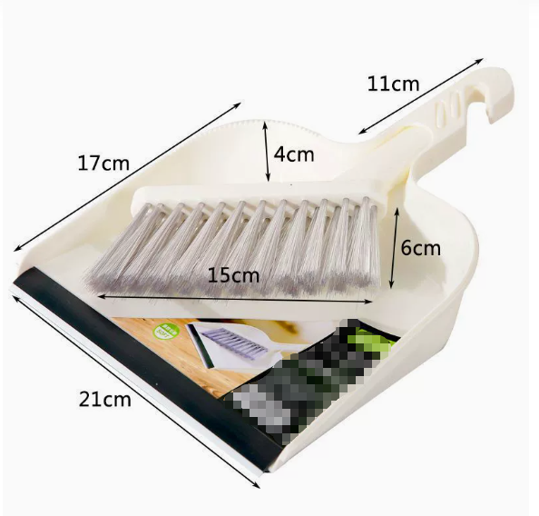 Beige Mini Dustpan and Brush Set Handheld Sweeping Broom with Rubber Lip for Desktop Kitchen Car and Camping Cleaning - Image 2