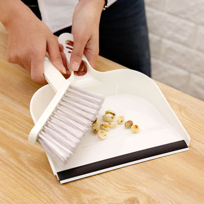 Beige Mini Dustpan and Brush Set Handheld Sweeping Broom with Rubber Lip for Desktop Kitchen Car and Camping Cleaning - Image 4