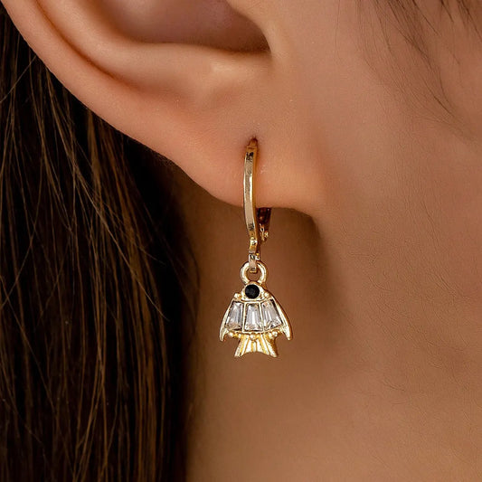 3 Pair Gold Tone Huggie Hoop Earrings Set Tropical Palm Tree Sea Turtle and Fish Charms Beach Holiday Jewellery for Women - Image 2