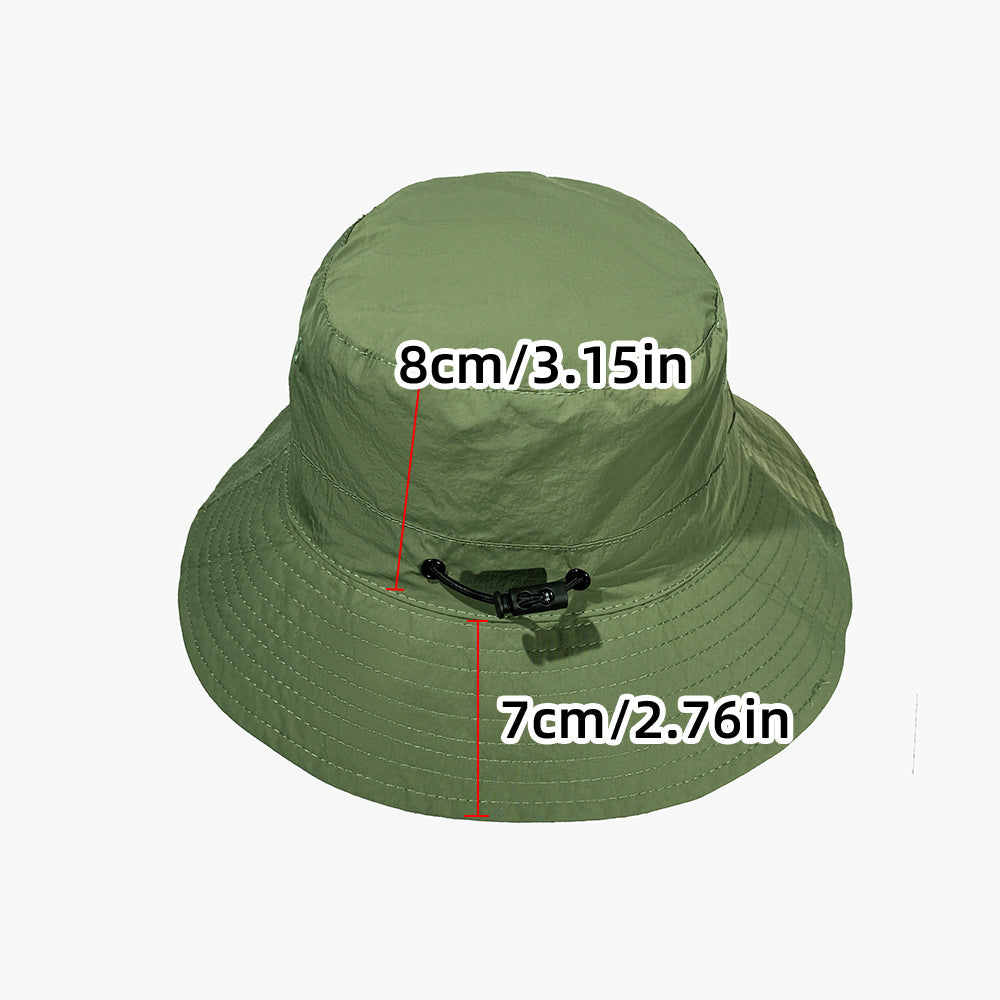 Green Foldable Waterproof Bucket Hat Packable Sun Cap Wide Brim with Adjustable Drawstring for Fishing Camping and Hiking - Image 3