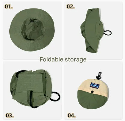 Khaki Foldable Waterproof Bucket Hat Packable Sun Cap Wide Brim with Adjustable Drawstring for Fishing Camping and Hiking - Image 2