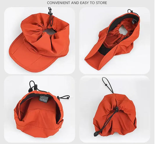 Black Women's Foldable Sun Visor Cap Quick Dry Packable Empty Top Hat Adjustable Drawstring for Running Hiking and Summer Travel - Image 3